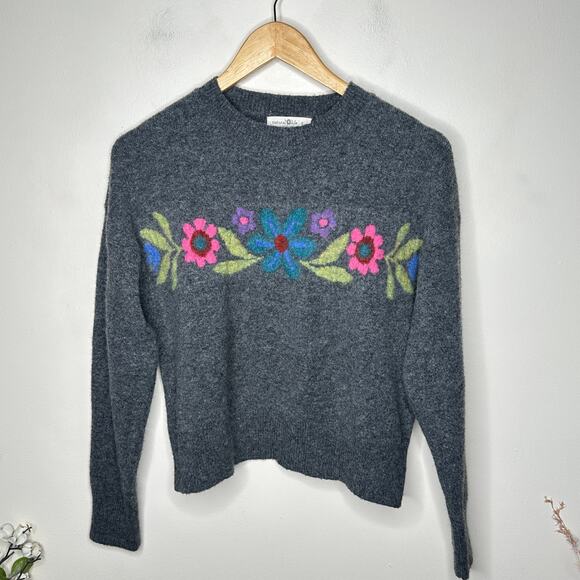 NATURAL LIFE Everyone's Favorite Sweater Floral Gray Sz S $75 {3K16} - Picture 2 of 5